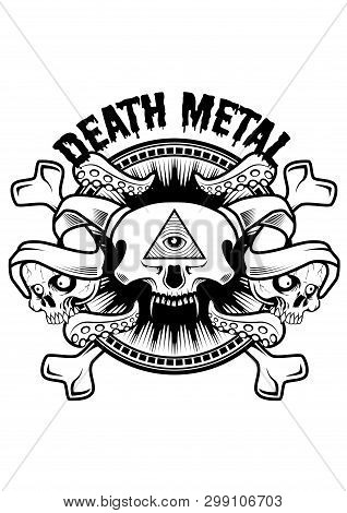 Skull Tentacles Freemasonry, Bone, Horn, Emblem Vector Illustration
