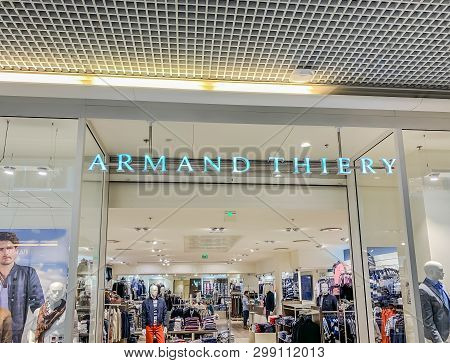 Lyon, France - February 27, 2019: Armand Thiery Store Of Chain Of Fashion Retail Clothing Stores Bra