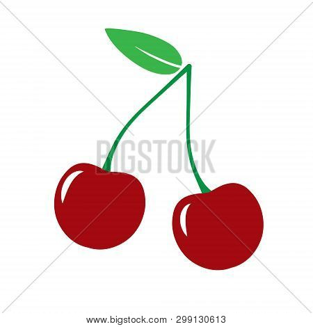 Garden Cherry Icon. Vector Illustration, Isolatrd On White Background