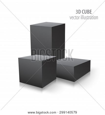 Three 3d Cubes Isolated On White Background