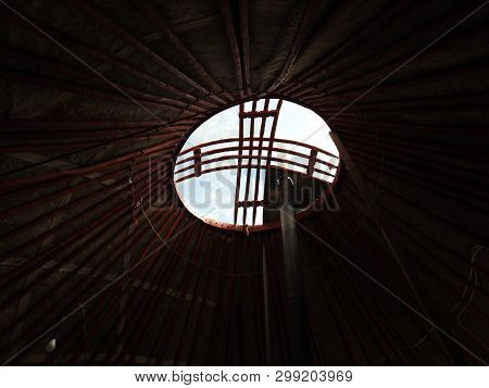 National Traditional Decoration Of The Ceiling And Walls Of The Mongolian Yurt.vintage Weave Pattern
