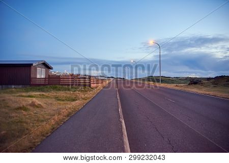 Road On The Westman Islands In Iceland At Night