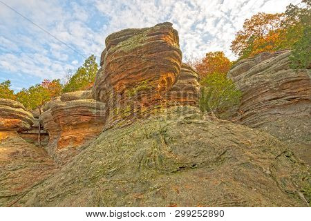 Dramatic Rock Formations In The Autumn Light In The Garden Of The Gods In Shawnee National Forest In