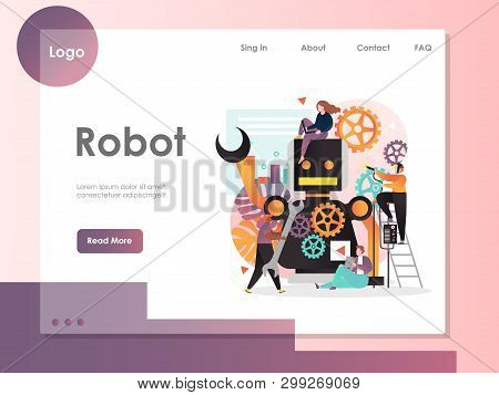 Robot Vector Website Landing Page Design Template