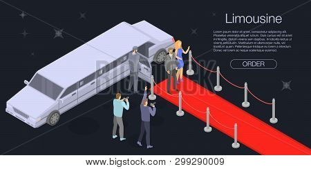 Personal Limousine Concept Banner. Isometric Illustration Of Personal Limousine Vector Concept Banne