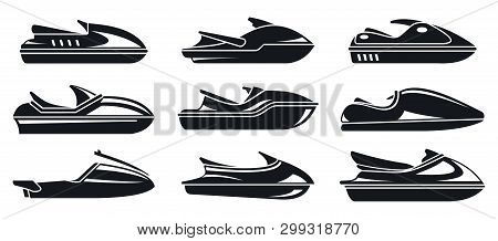 Water Jet Ski Icons Set. Simple Set Of Water Jet Ski Icons For Web Design On White Background