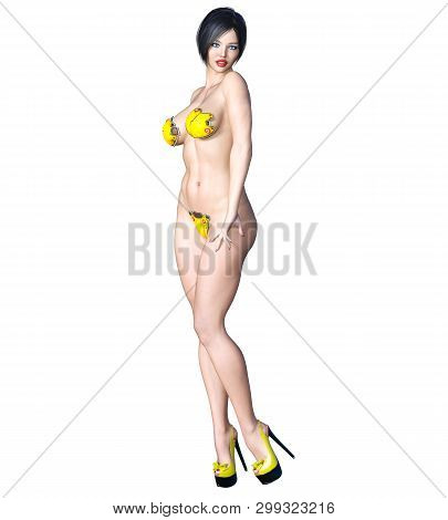 Tall Sexy Woman Minimalist Futuristic Lingerie.metal Bra Panties.conceptual Fashion Art.seductive Ca