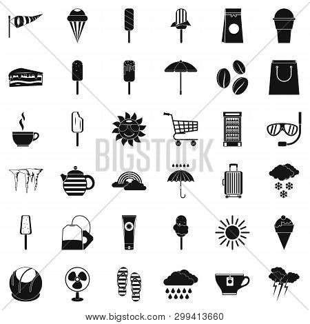 Teabag Icons Set. Simple Style Of 36 Teabag Icons For Web Isolated On White Background