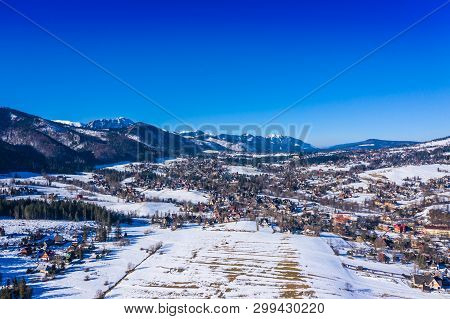 Aerial Winter Tatra Mountain Landscape Of Zakopane
