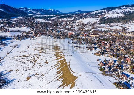 Aerial Winter Tatra Mountain Landscape Of Zakopane
