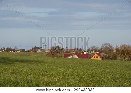 Town Of Kalvehave In Denmark On A Sunny Day