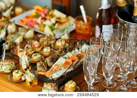 Sandwiches And Canapes On The Holiday Table