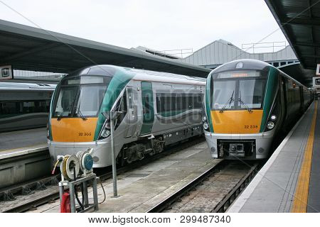Dublin Heuston ,ireland, April 2010, An Iarnrod Eireann Train Service