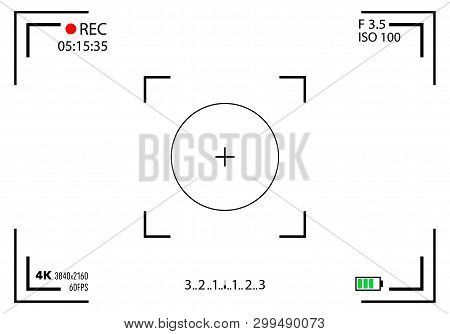 Creative Vector Illustration Of Camera Viewfinder Isolated On Background. Art Design Mirorless, Dslr