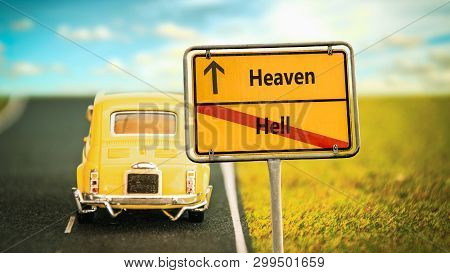 Street Sign The Direction Way To Heaven Versus Hell