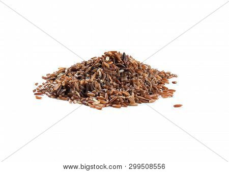 Brown Rice Isolated On White Background. Food Concept.