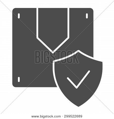 Box And Check Solid Icon. Cargo Safety Vector Illustration Isolated On White. Approved Parcel Glyph 