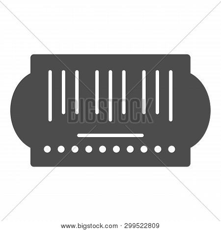 Bar Code Solid Icon. Sticker Vector Illustration Isolated On White. Scanner Label Glyph Style Design
