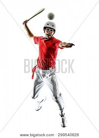 one caucasian Jai alai Basque pelota Cesta Punta player man isolated on white background silhouette