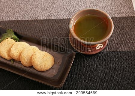 Japanese Traditional Delicious Sweets In A Dish