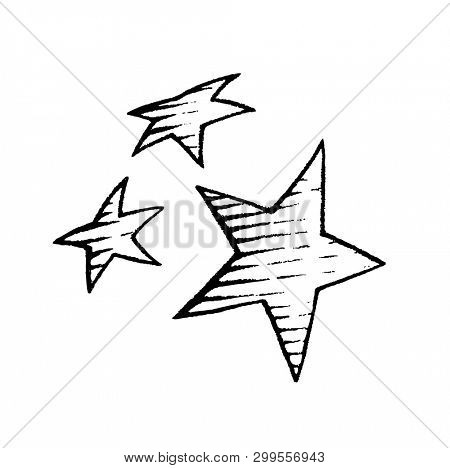 Vector Illustration of a Scratchboard Style Ink Drawing of Stars