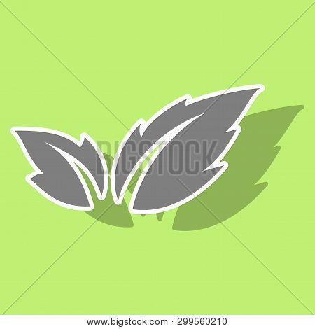 Fresh Basil Leaves Icon. Sticker Illustration Of Basil Leaves Vector Icon Logo Isolated