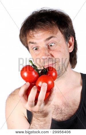 Tomaten; Essen; Mann