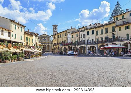 Greve In Chianti, Italy - September 15, 2018: This Is The Main Matteotti Square In The Central City 