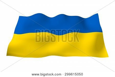 The Flag Of Ukraine On A White Background. National Flag And State Ensign. Blue And Yellow Bicolour.