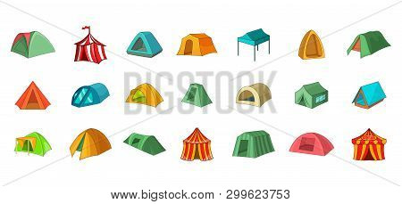 Tent Icon Set. Cartoon Set Of Tent Icons For Your Web Design Isolated On White Background