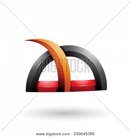 Illustration of Black and Orange Glossy Grass Like Spiky Shape isolated on a White Background