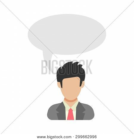 Monologue. Businessman Says. Man In Business Suit With Speech Bubble. People Icon In Flat Style. Vec