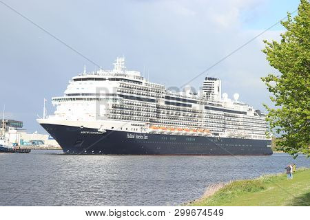 Velsen, The Netherlands - May 5th 2019: Ms Nieuw Statendam Operated By Holland America Line, North S