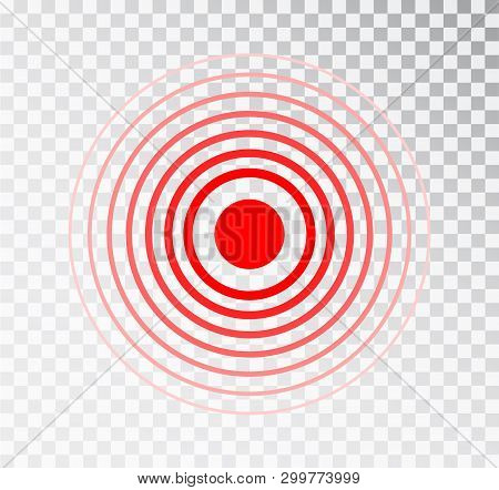 Pain Circle Red Icon For Medical Painkiller Drug Medicine. Vector Red Circles Target Spot Symbol For