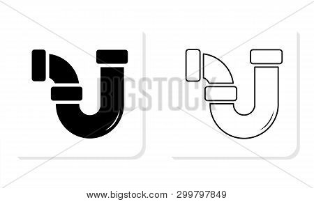 Pipe Black And White Square Icon - Illustration