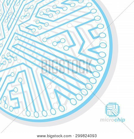 Vector Circuit Board, Digital Technologies Abstraction. Computer Microprocessor Scheme, Futuristic D