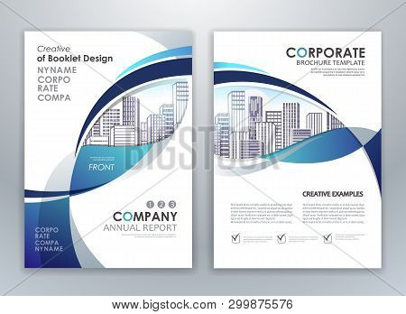 Blue Annual Report Leaflet Brochure Flyer Template Design, Book And Magazine Cover Layout Design, Ab