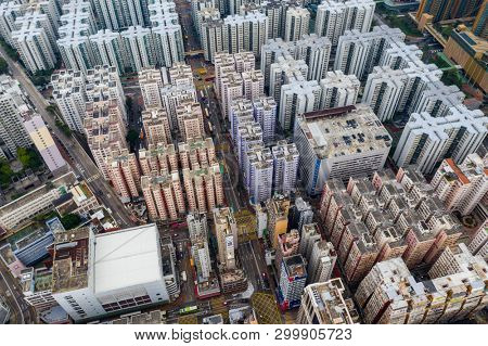 Hung Hom, Hong Kong 21 April 2019: Top down view of Hong Kong city building