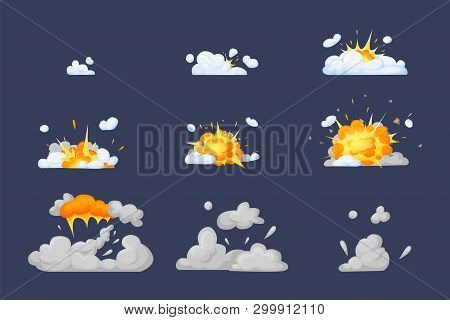 Frame Animation With Effect Of Burning, Explosion, Divided Into Frames.