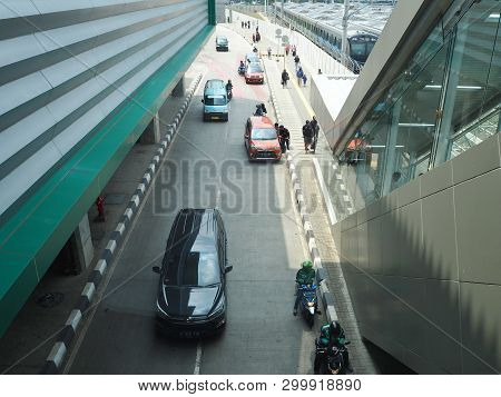 Jakarta, Indonesia - April 17, 2019: Window View Of The Entrance Gate Of Lebak Bulus Mrt Station.