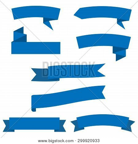 Set Of Blue Ribbon Banner Icon,arch Ribbon Banner,ribbon Vector Banner, On White Background