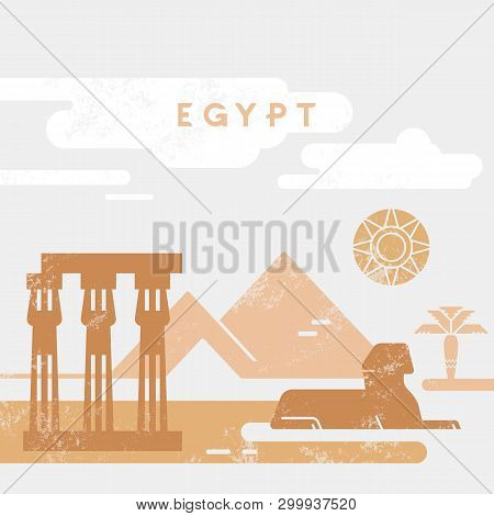 Outline And Silhouette Of Egypt - Vector Illustration Hand Drew With Lines, Isolated On Background W