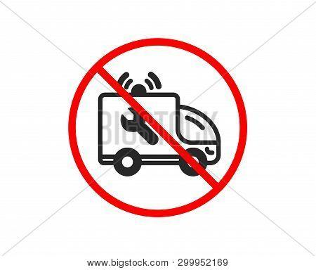 No Or Stop. Spanner Tool Icon. Car Repair Service Sign. Fix Instruments Symbol. Prohibited Ban Stop 