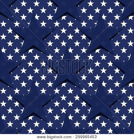 Seamless Pattern With Stars In The American Flag Theme. Stock Vector.