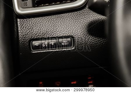 Novosibirsk, Russia - May 06, 2019:  Nissan Xtrail,close-up Of The Buttons. Photography Of A Modern 