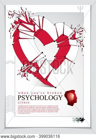 Breakup Concept Of Broken Heart, 3d Realistic Vector Illustration Of Heart Symbol Exploding To Piece