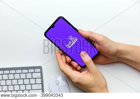 Twitch Streaming Service On A Mobile Phone Screen. Russia, St.petersburg, 8 December 2020.