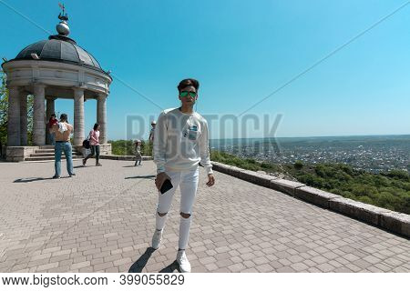 Pyatigorsk, Stavropol Territory, Country Russia 01/05/2018 A Handsome Guy Posing In Pyatigorsk Near 