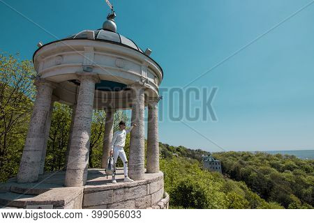 Pyatigorsk, Stavropol Territory, Country Russia 01/05/2018 A Handsome Guy Posing In Pyatigorsk Near 
