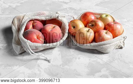 Organic Fruits In Reusable Eco Friendly Natural Bag